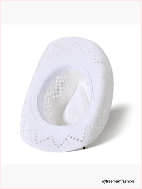 Wide Brim Straw Cowboy Hat Sun Protection Summer Hat